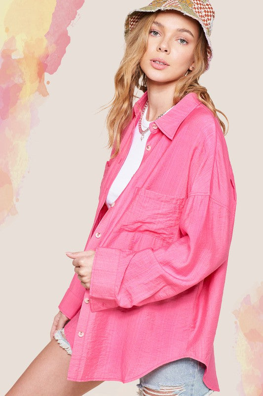 Too Cool Button Up Top in Candy