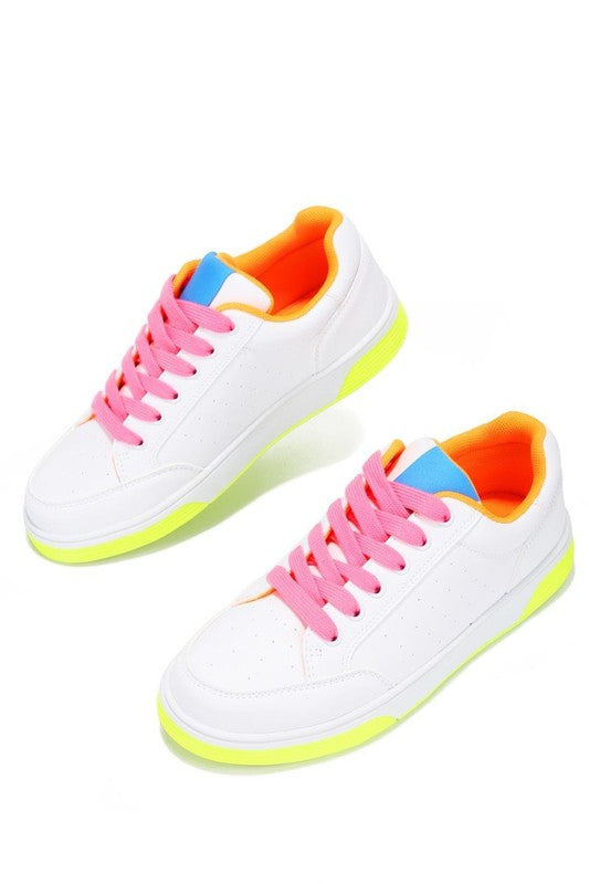 Color Block Sneakers in Lime
