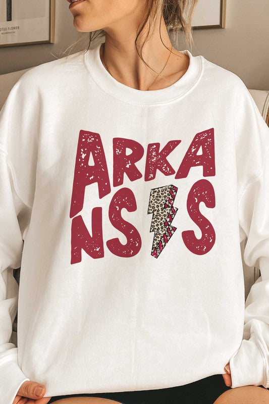 Arkansas Lightning Bolt Sweatshirt in White - 3XL