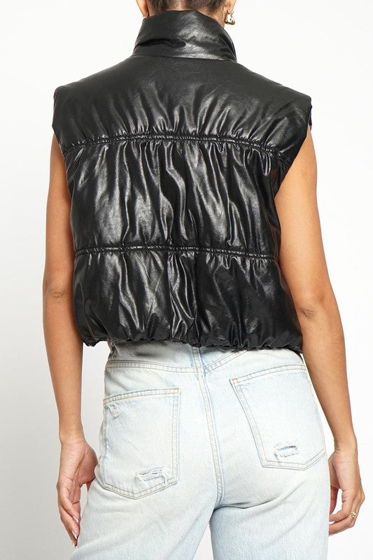 Vegan Leather Cropped Vest