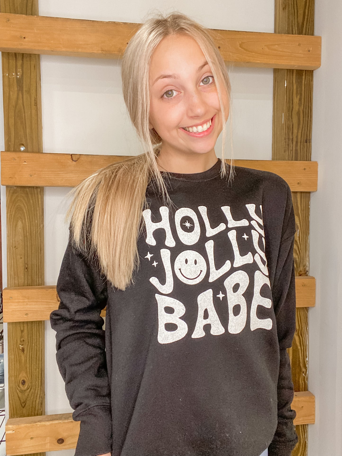 Holly Jolly Babe Sweatshirt in Black