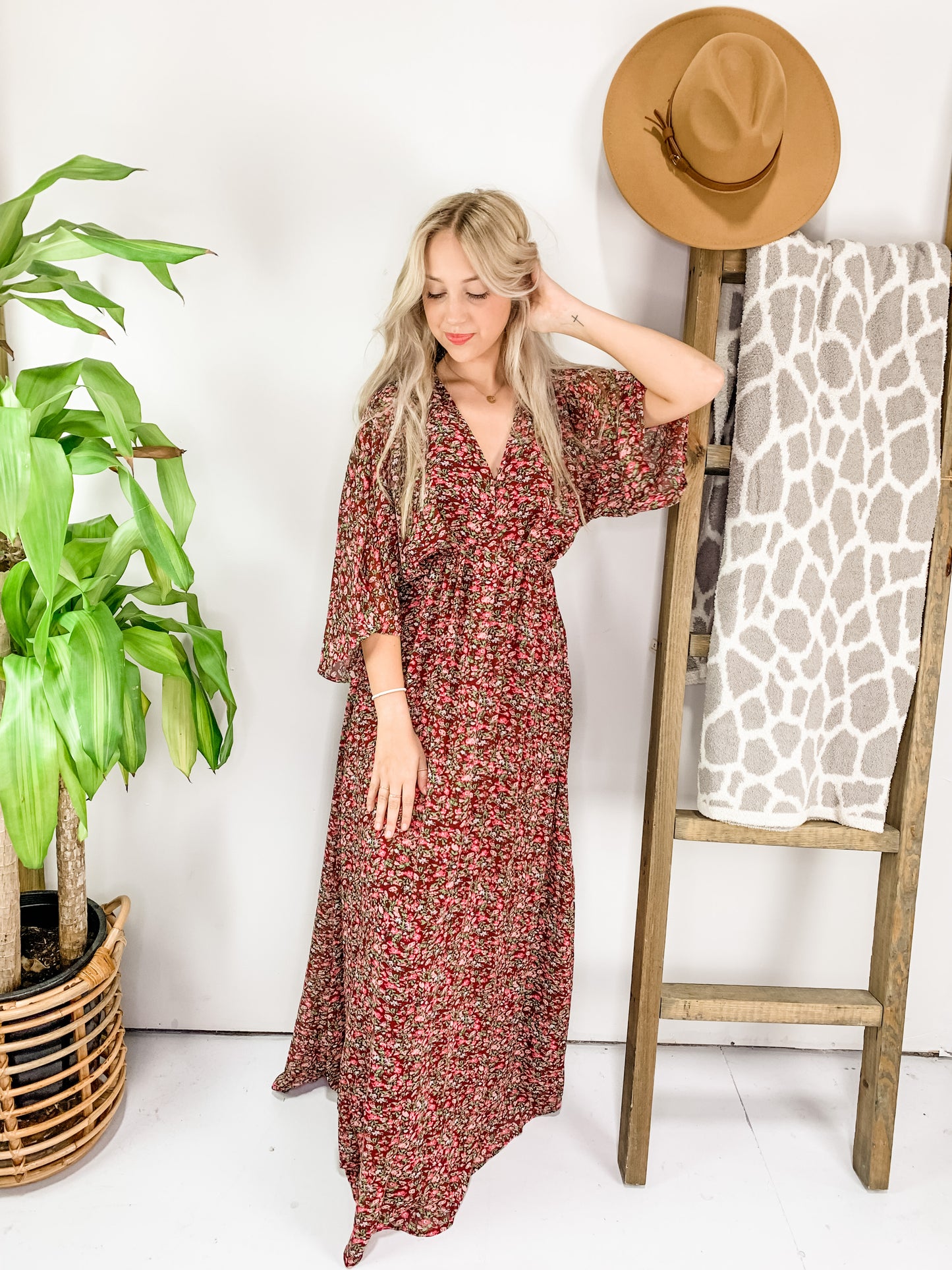 Falling For You Floral Maxi Dress - small