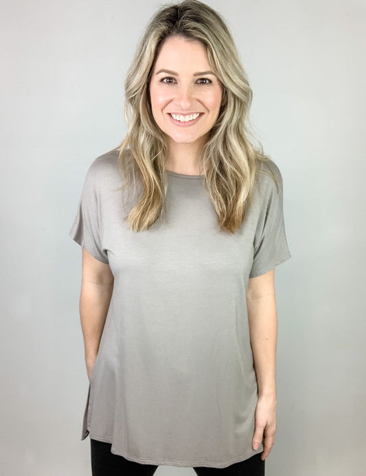 Anything but Basic Top in Mushroom