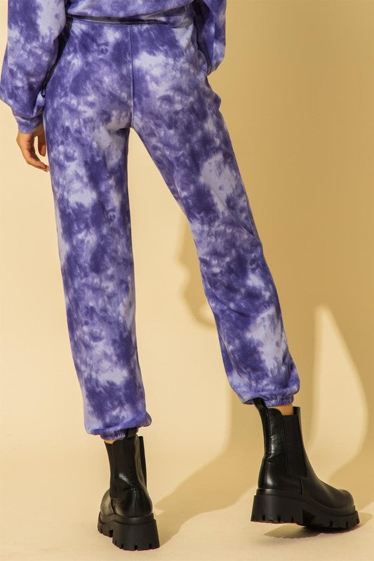 Cool Girl Tie Dye Joggers in Indigo-LARGE