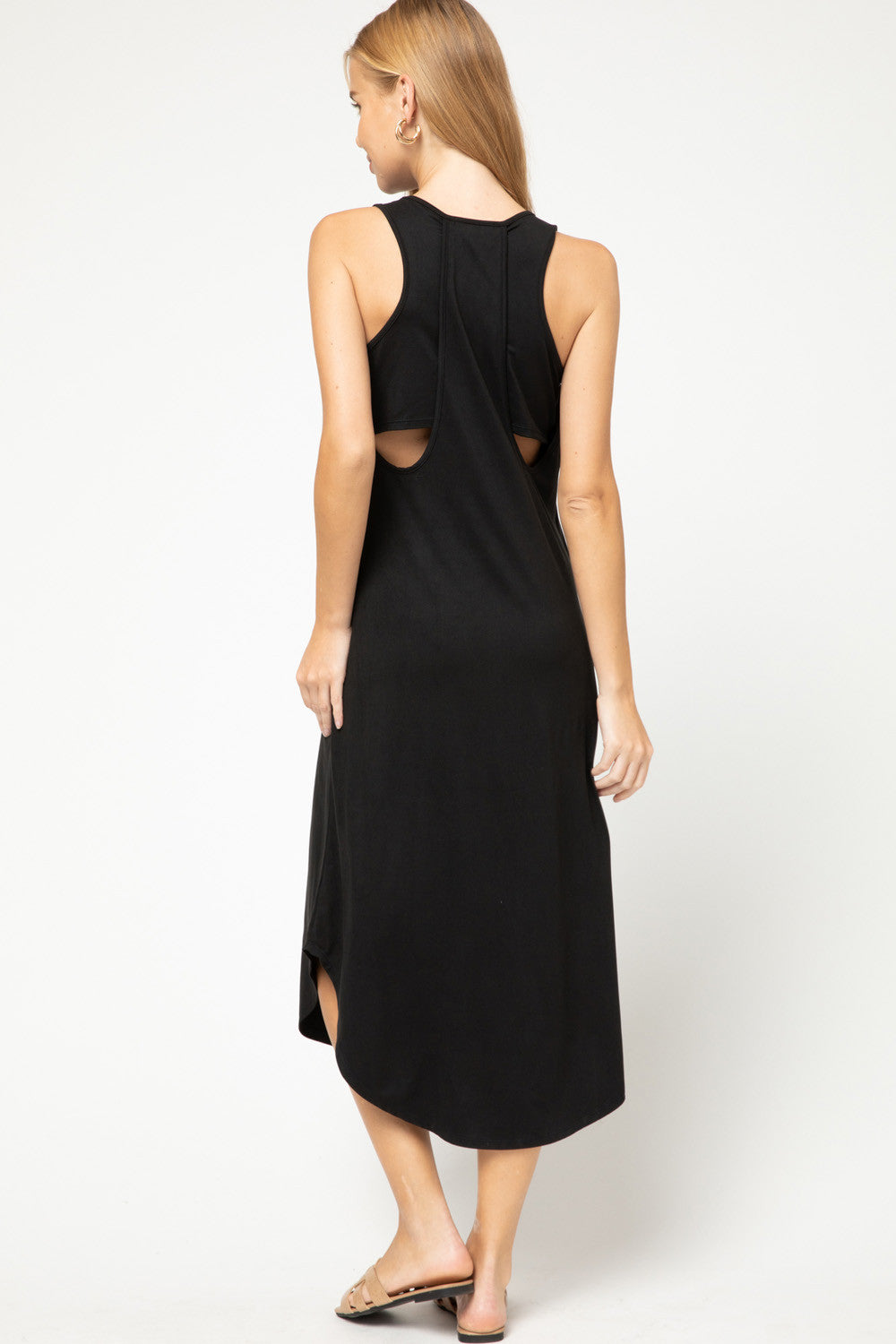 Olivia Midi Dress in Black - Large