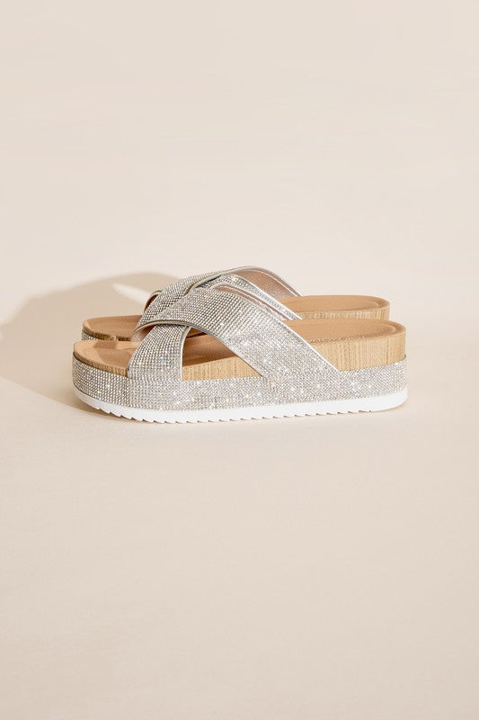 RHINESTONE SLIDES in Silver