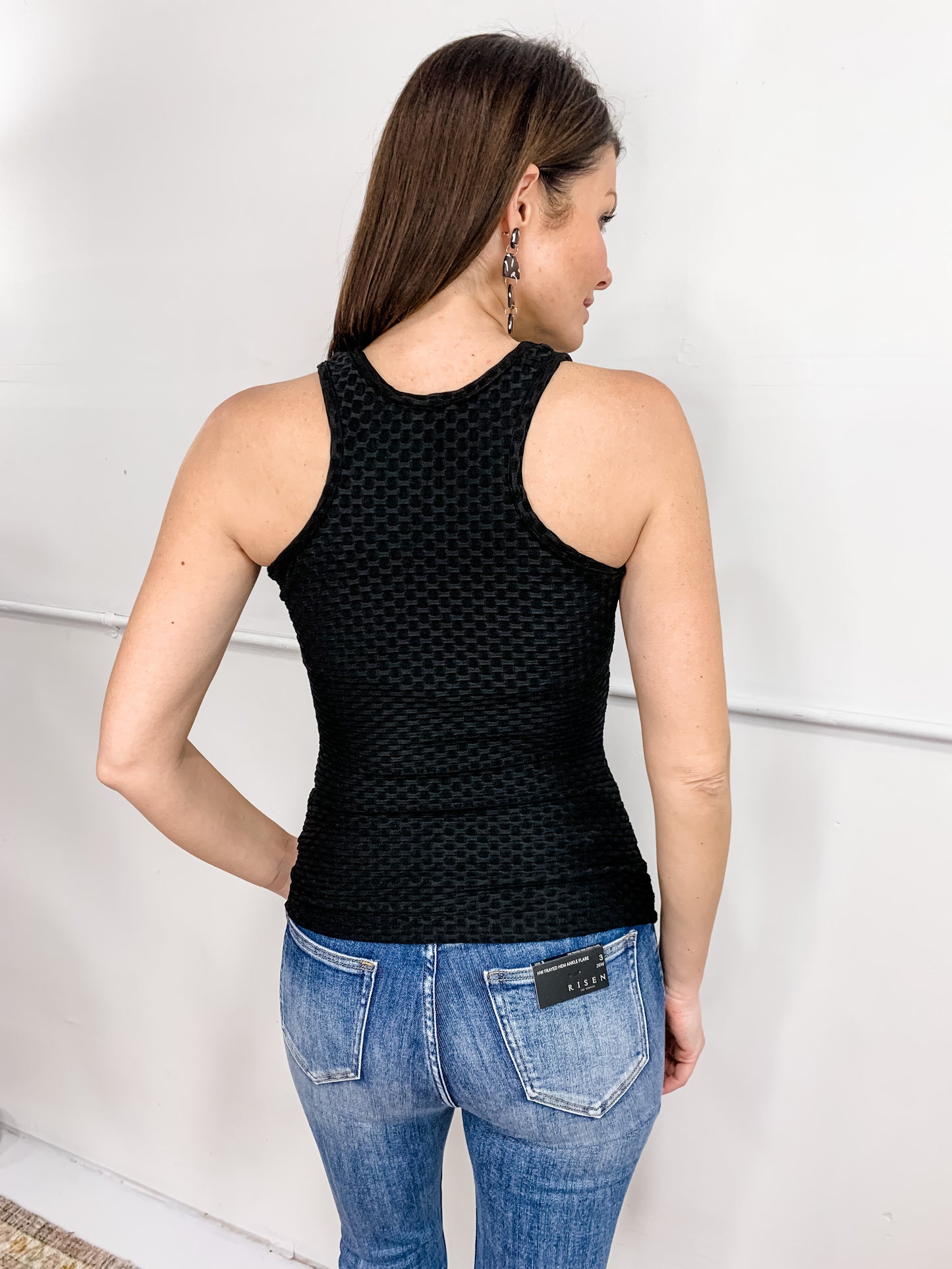 Go For It Textured Tank in BLACK - SMALL