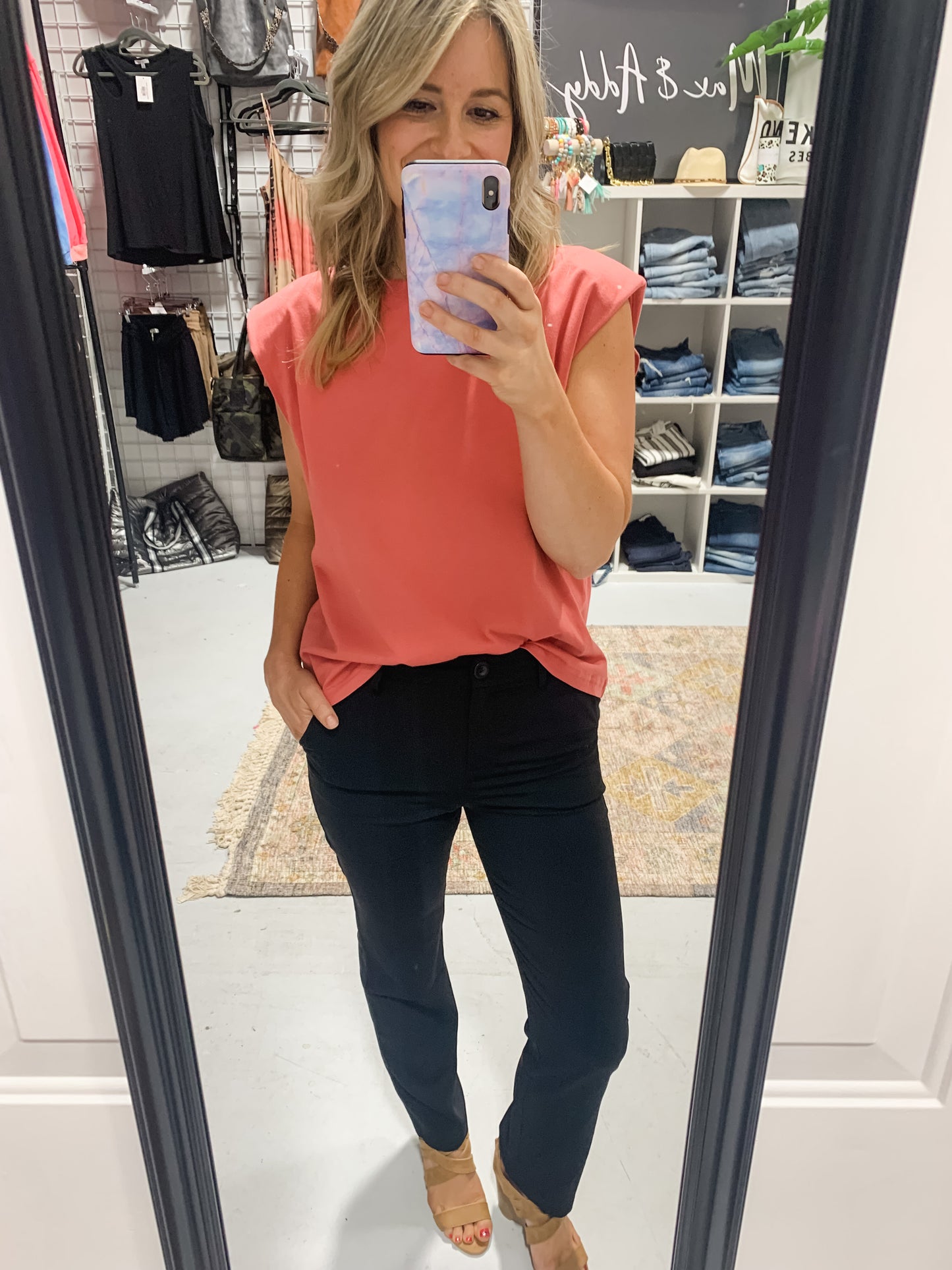 Straight Leg Slacks in Black