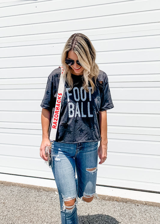 Football Cropped Tee in Black Star