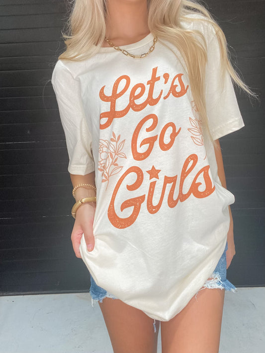 Let's Go Girls Oversized Tee in White