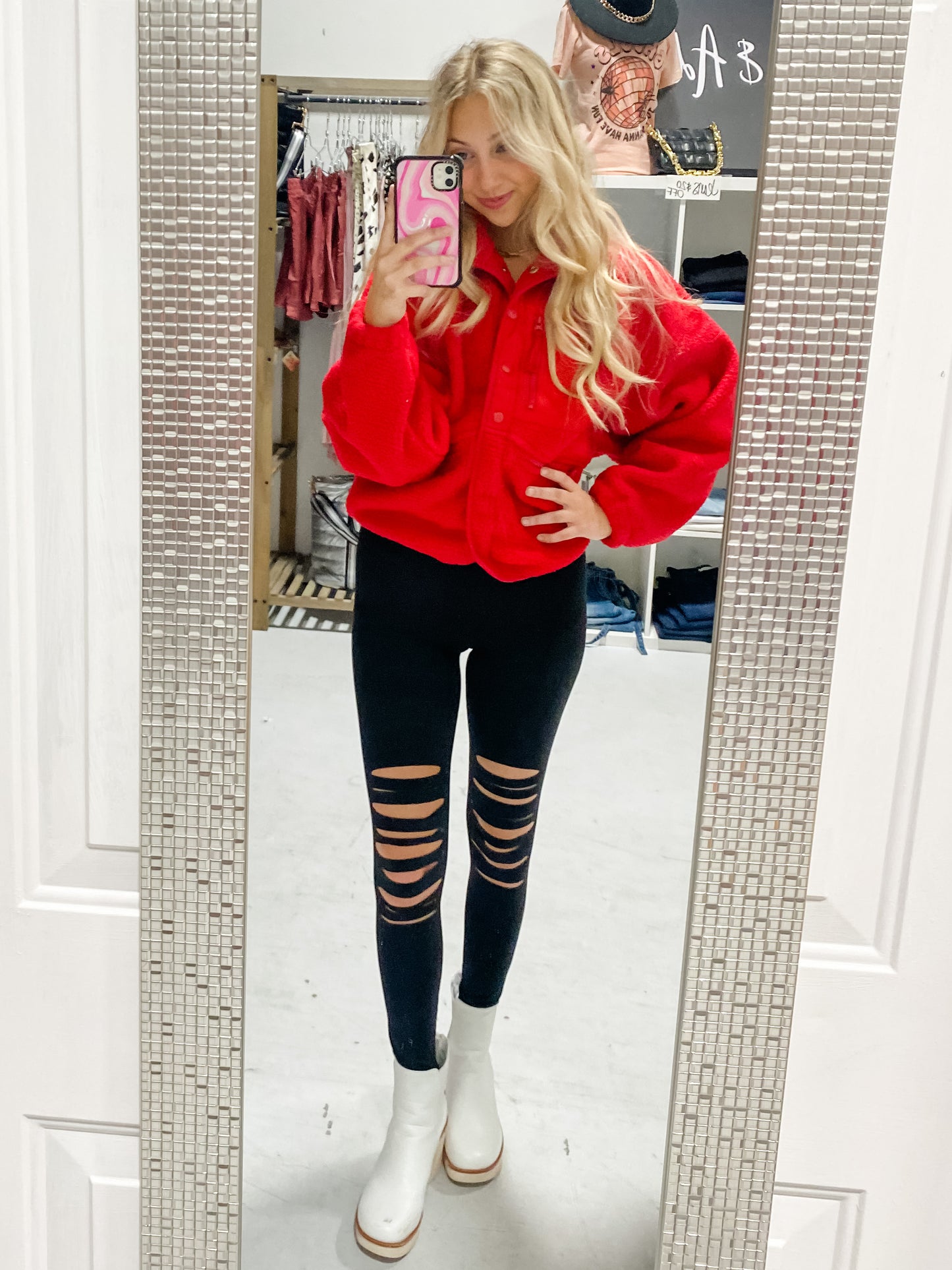 Edgy Laser Cut Leggings in Black