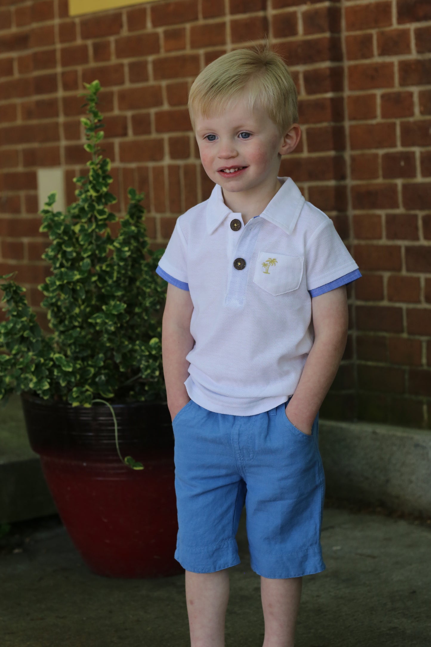 Blue Linen Shorts