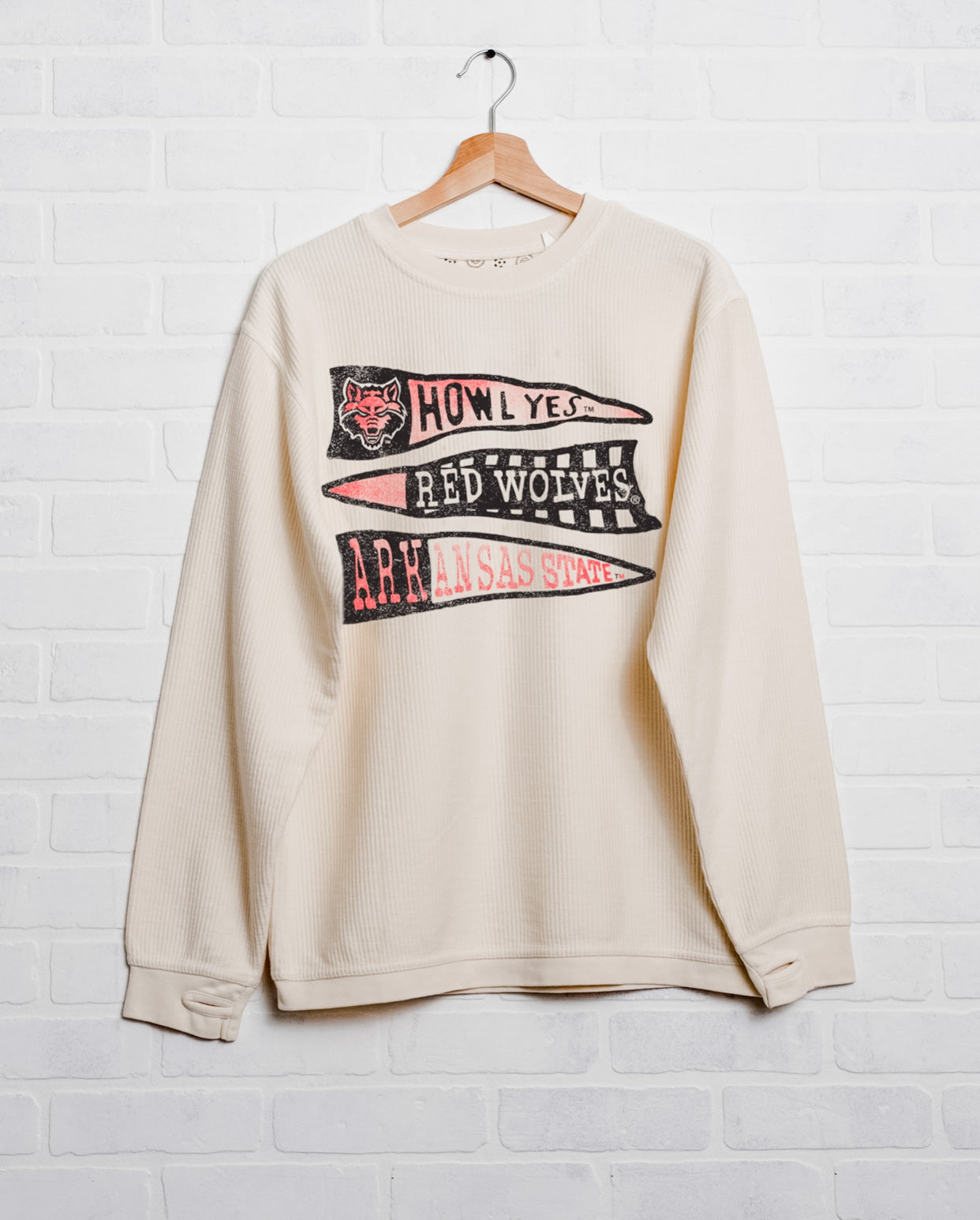 Red Wolves Pennant Flag Corded Sweatshirt
