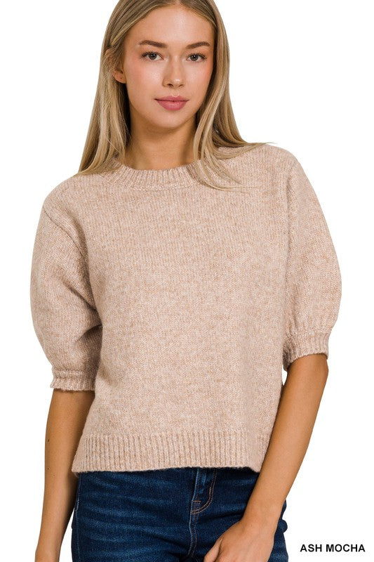 Puff Sleeve Sweater in Ash Mocha