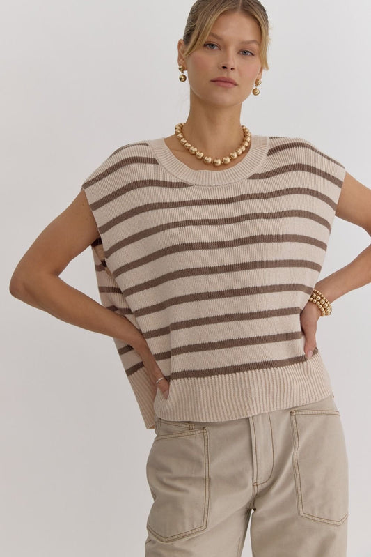 Workin' For The WKND Striped Top in Oatmeal