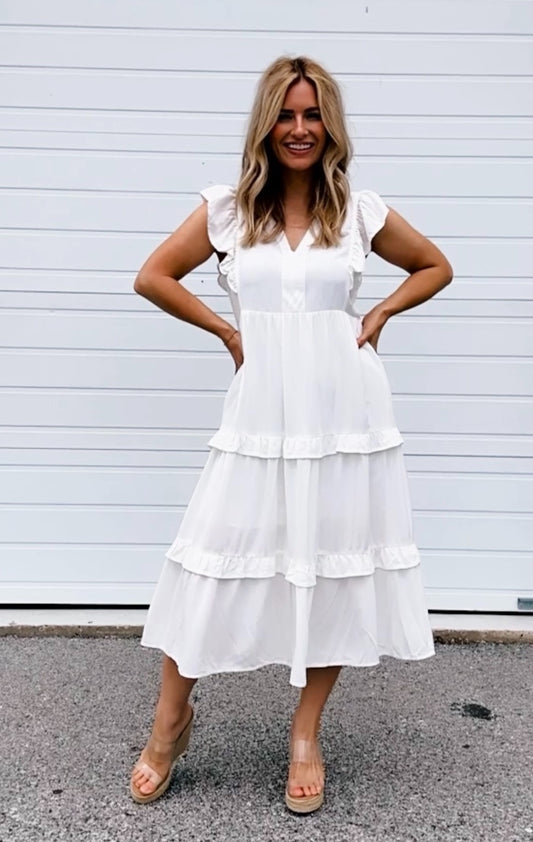 The Sweetest White Midi Dress