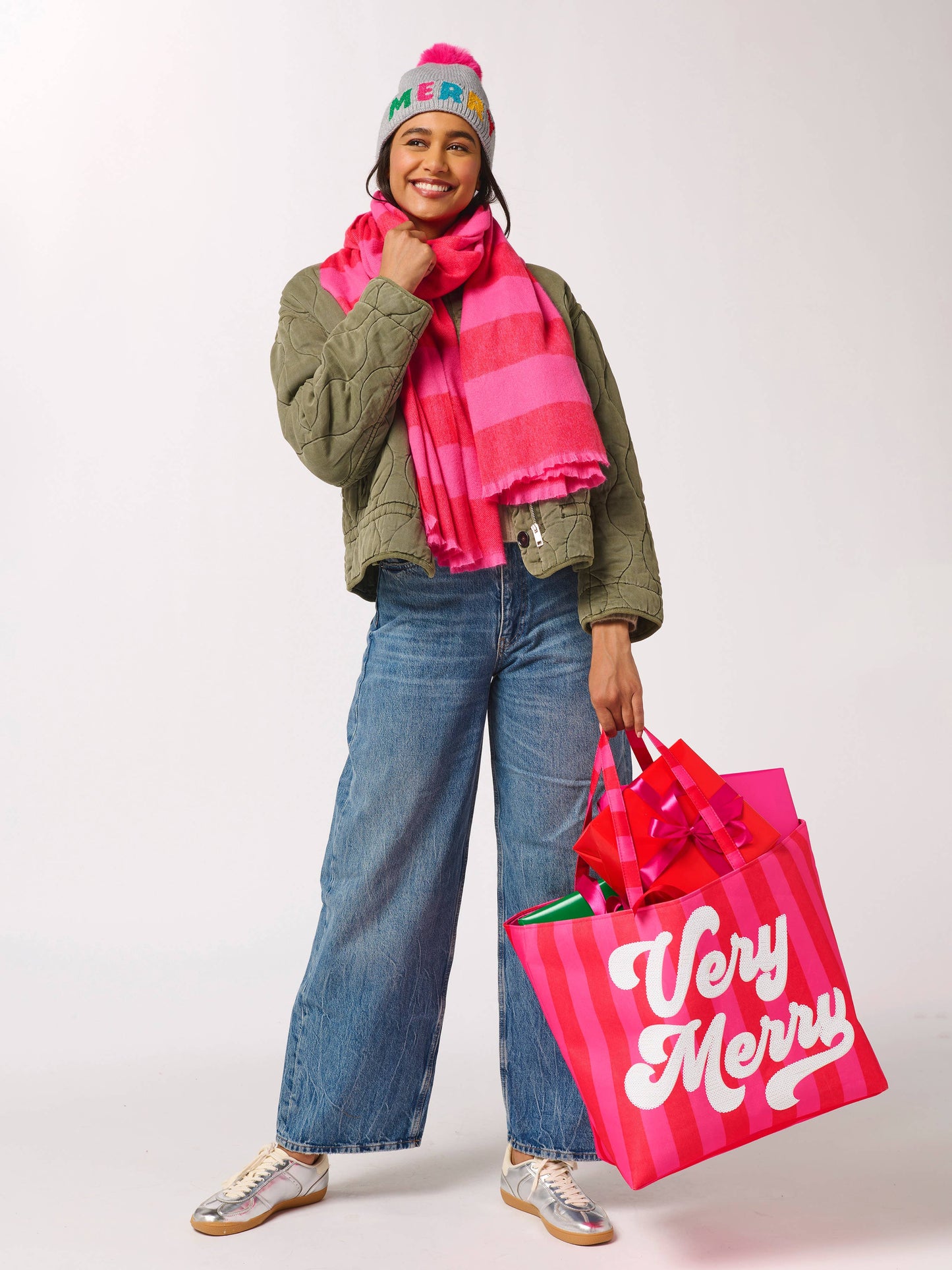 "VERY MERRY" GIFTING TOTE,RED