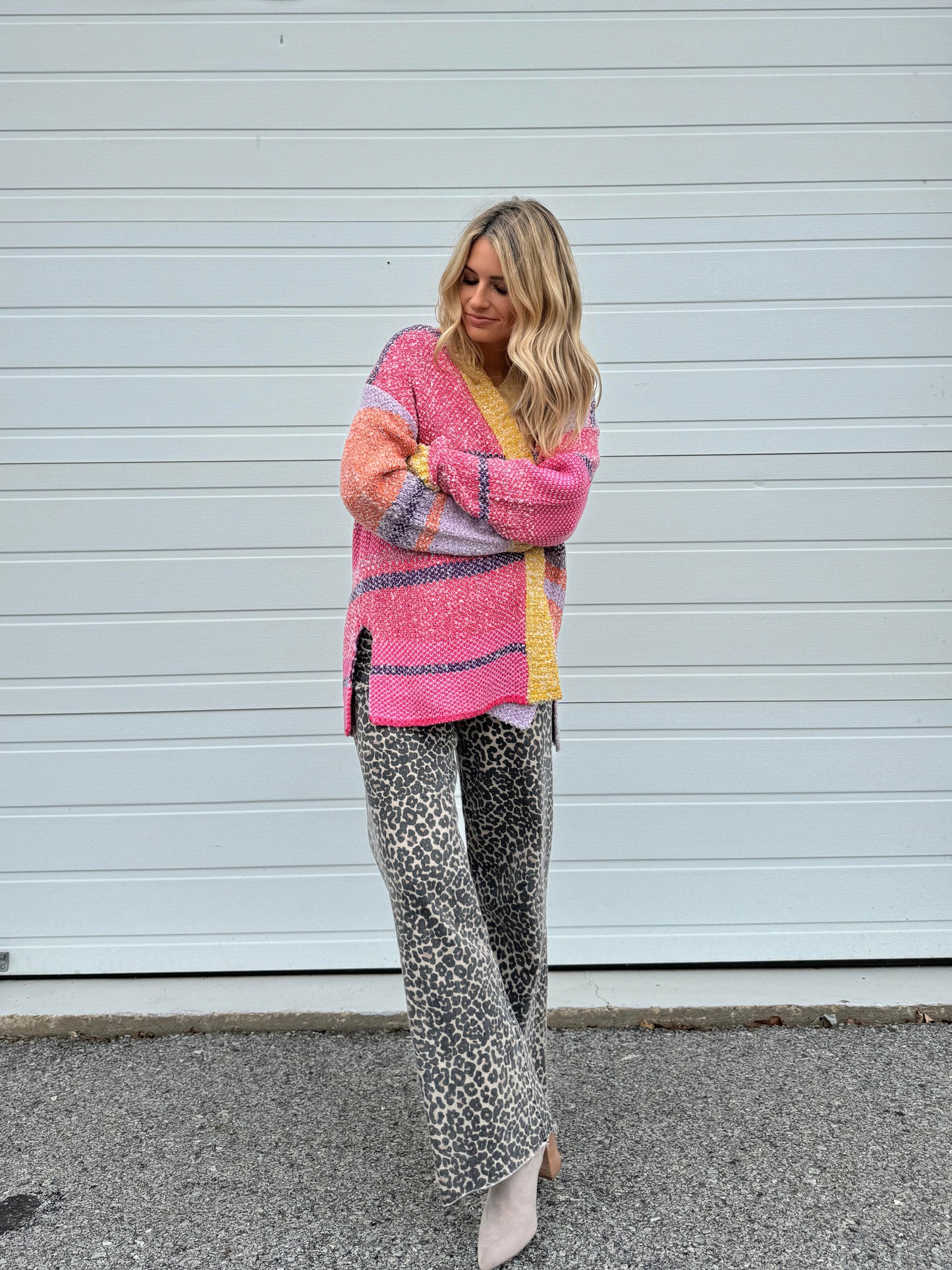 Pop Of Fun Color Block Cardigan