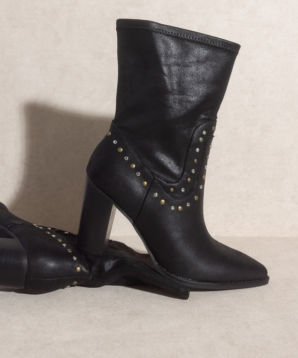 OASIS SOCIETY Paris - Studded Boots - Black & White Available