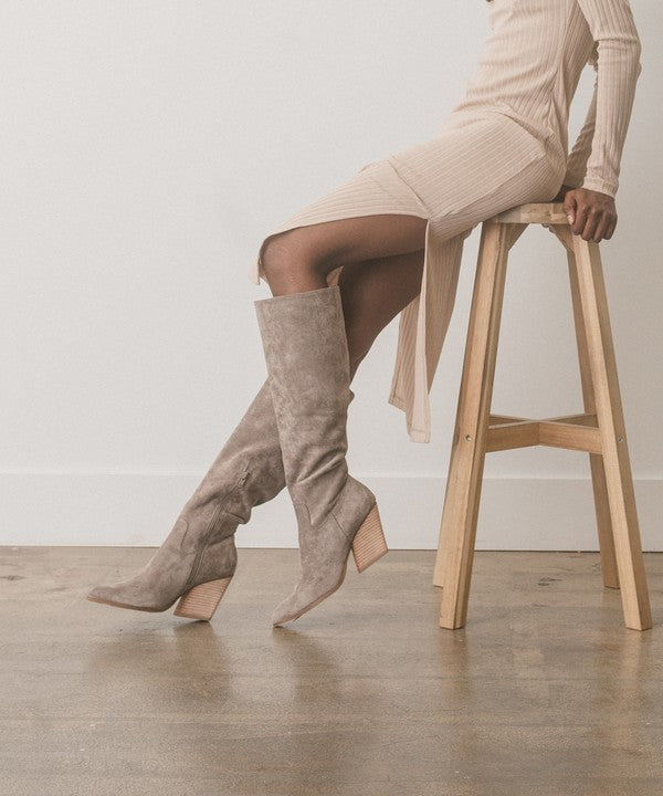 Lacey Knee High Western Boots in Grey