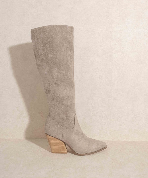 Lacey Knee High Western Boots in Grey