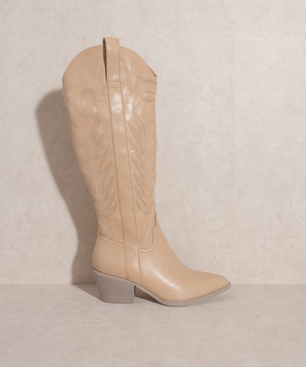 Oasis Society Samara - Embroidered Tall Boot - Nude/Black/White Available