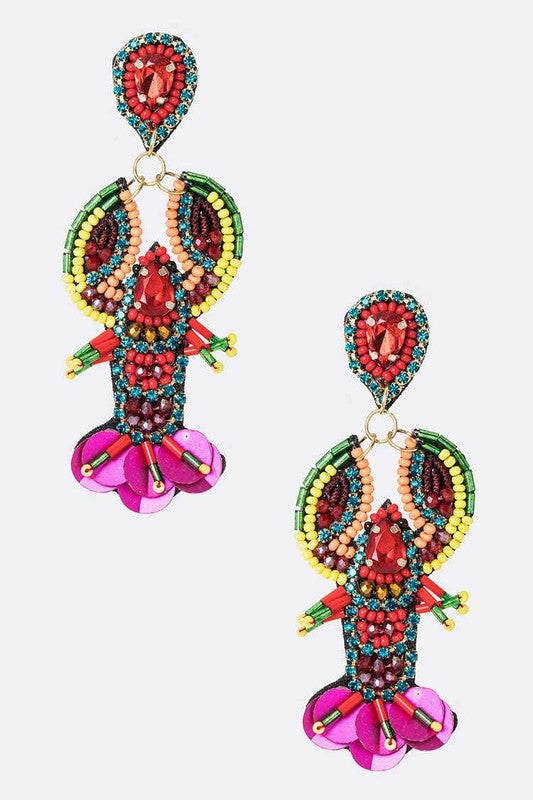 Colorful Crawfish Iconic Earrings