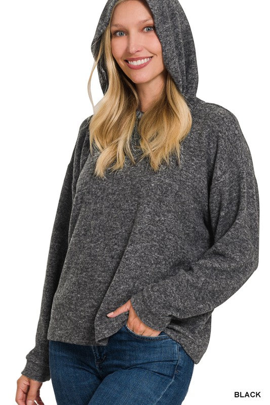 Cozy Brushed Hoodie in Black