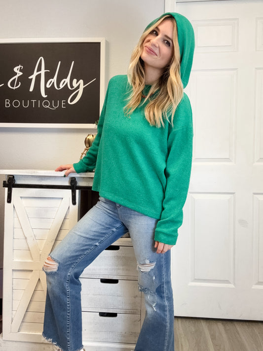 Cozy Brushed Hoodie in Kelly Green