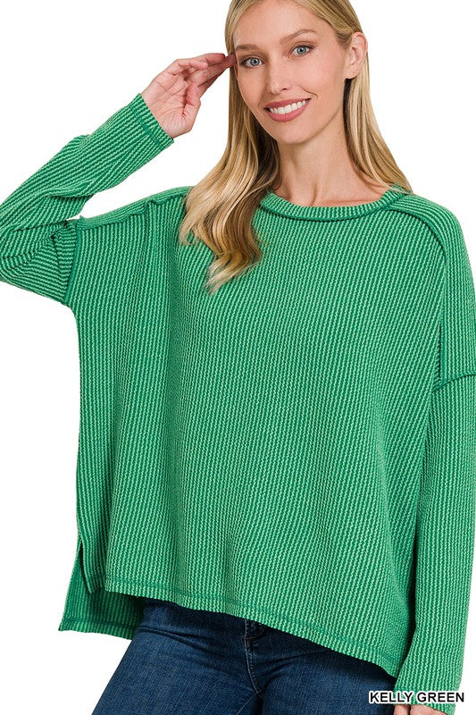 Thinking Of You Corded Top in Kelly Green