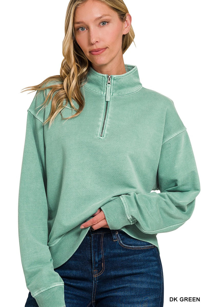 Chill Zip-Up Pullover in Green