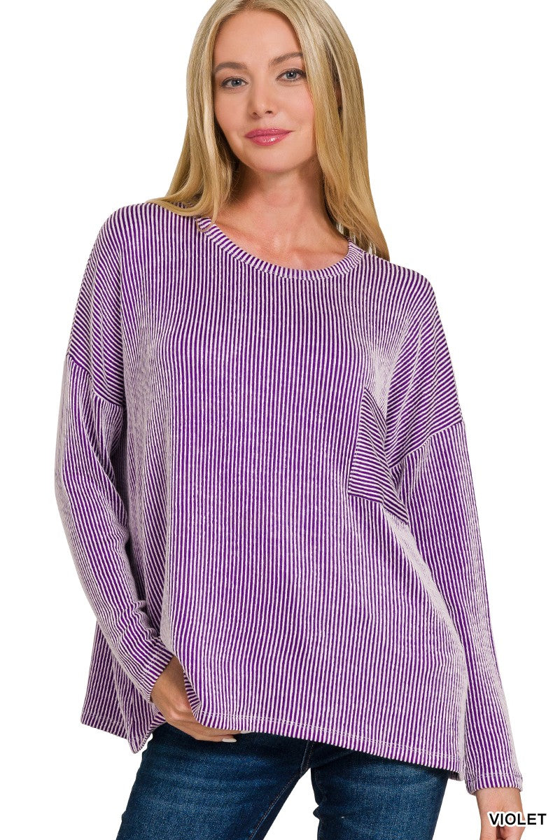 Almost Ready Striped Top in Violet