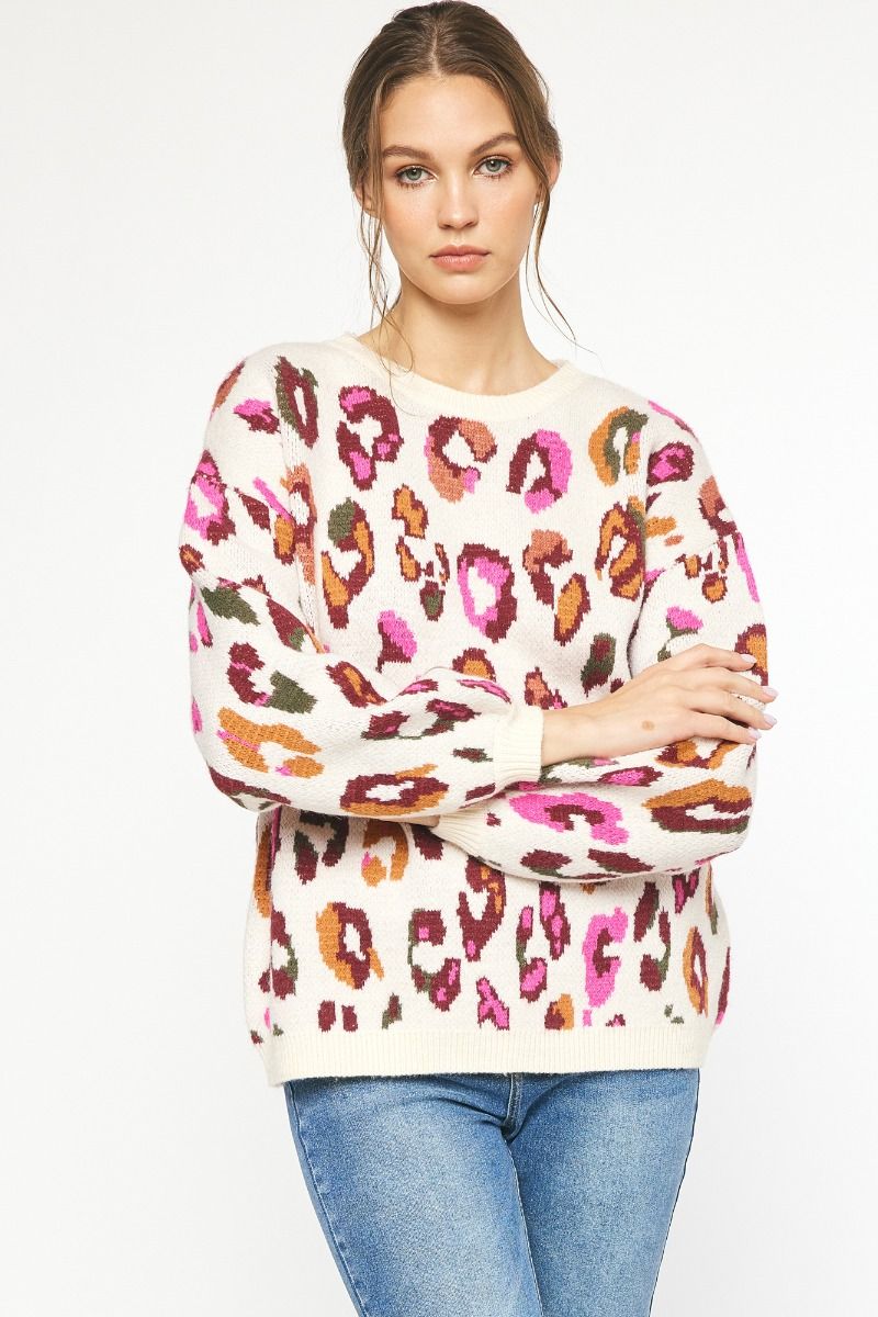 Wild Touch Colorful Leopard Sweater