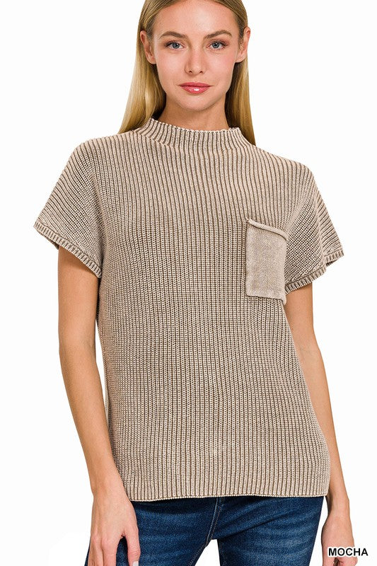 Love Of My Life Short Sleeve Sweater Top in Mocha