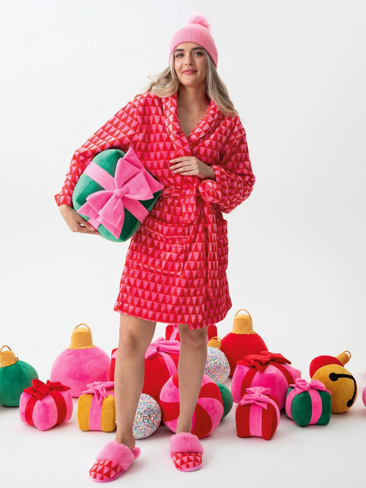 FELICITY TREES SLIPPERS, PINK: L/XL