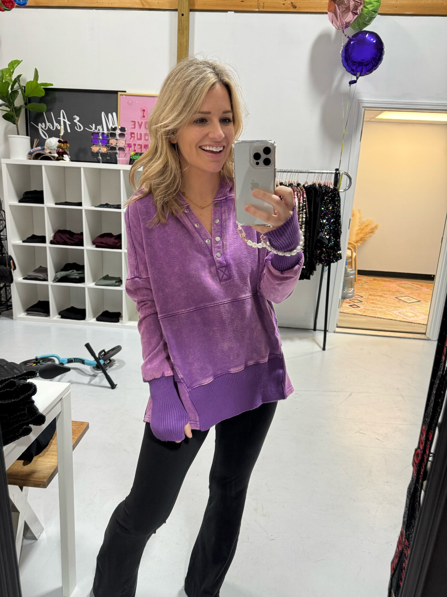 Effortless Style Hoodie Pullover in Purple