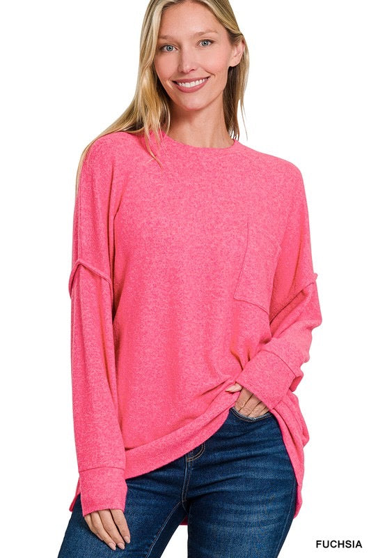 Fan-Favorite Brushed Top in Fuchsia