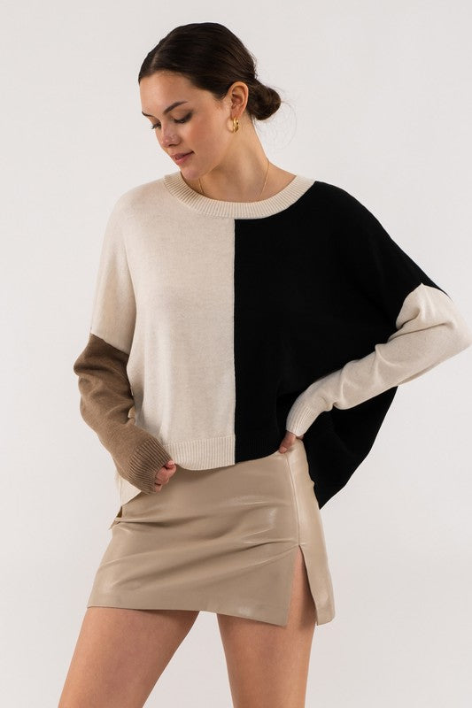 Fall In Love Color Block Sweater