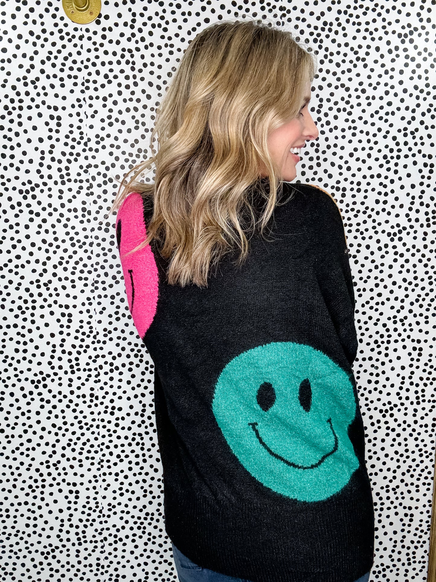 Don't Worry Be Happy Sweater in Black