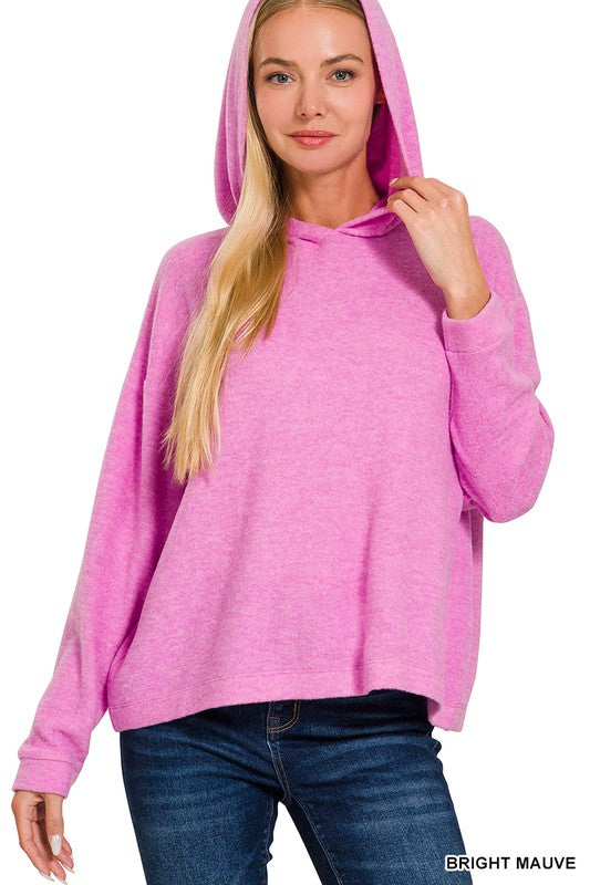 Cozy Brushed Hoodie in Bright Mauve