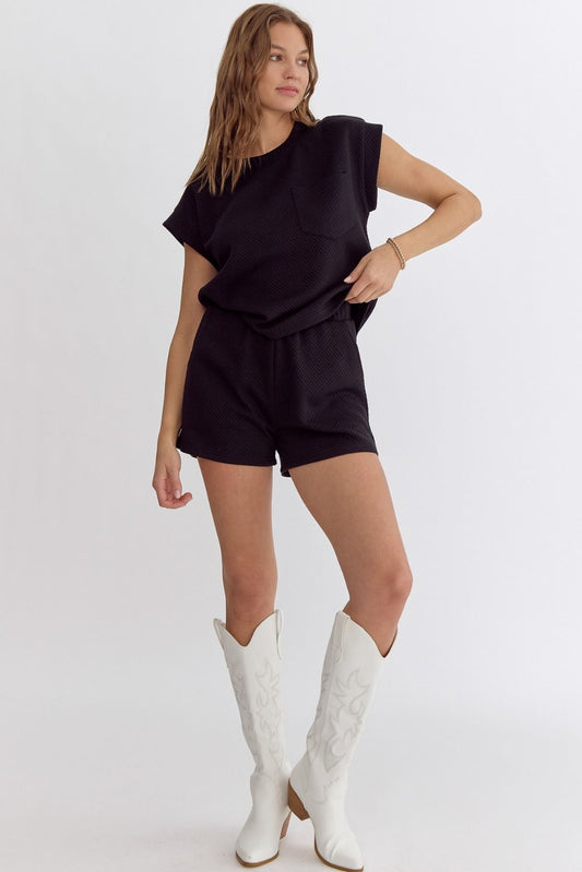 All The Love Textured Shorts in Black
