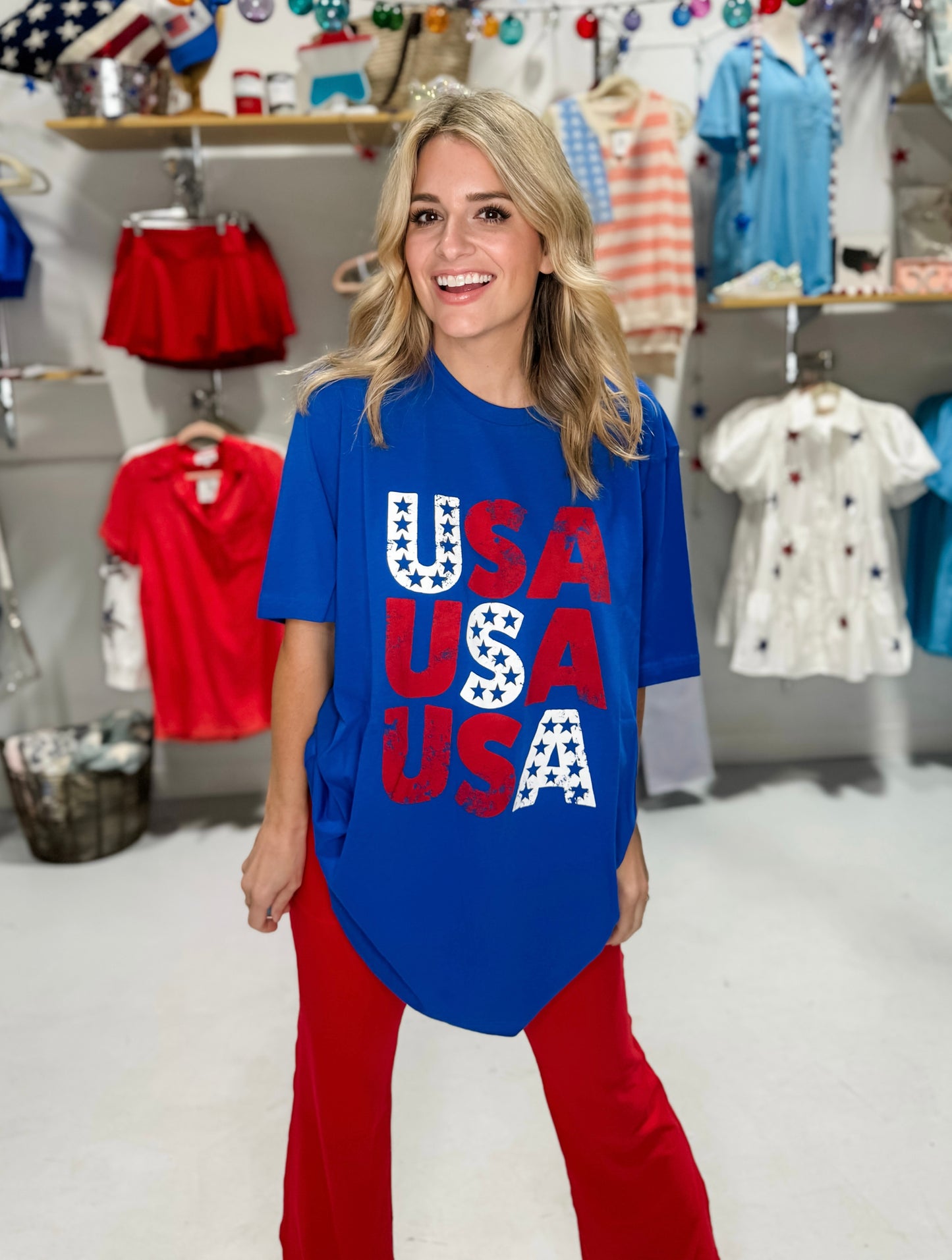 USA USA USA Tee in Blue