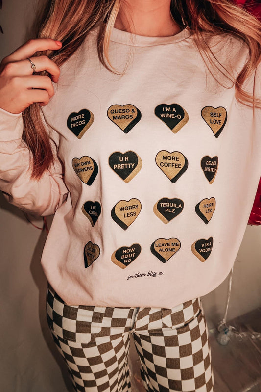 Black/Gold Conversation Heart Sweatshirt