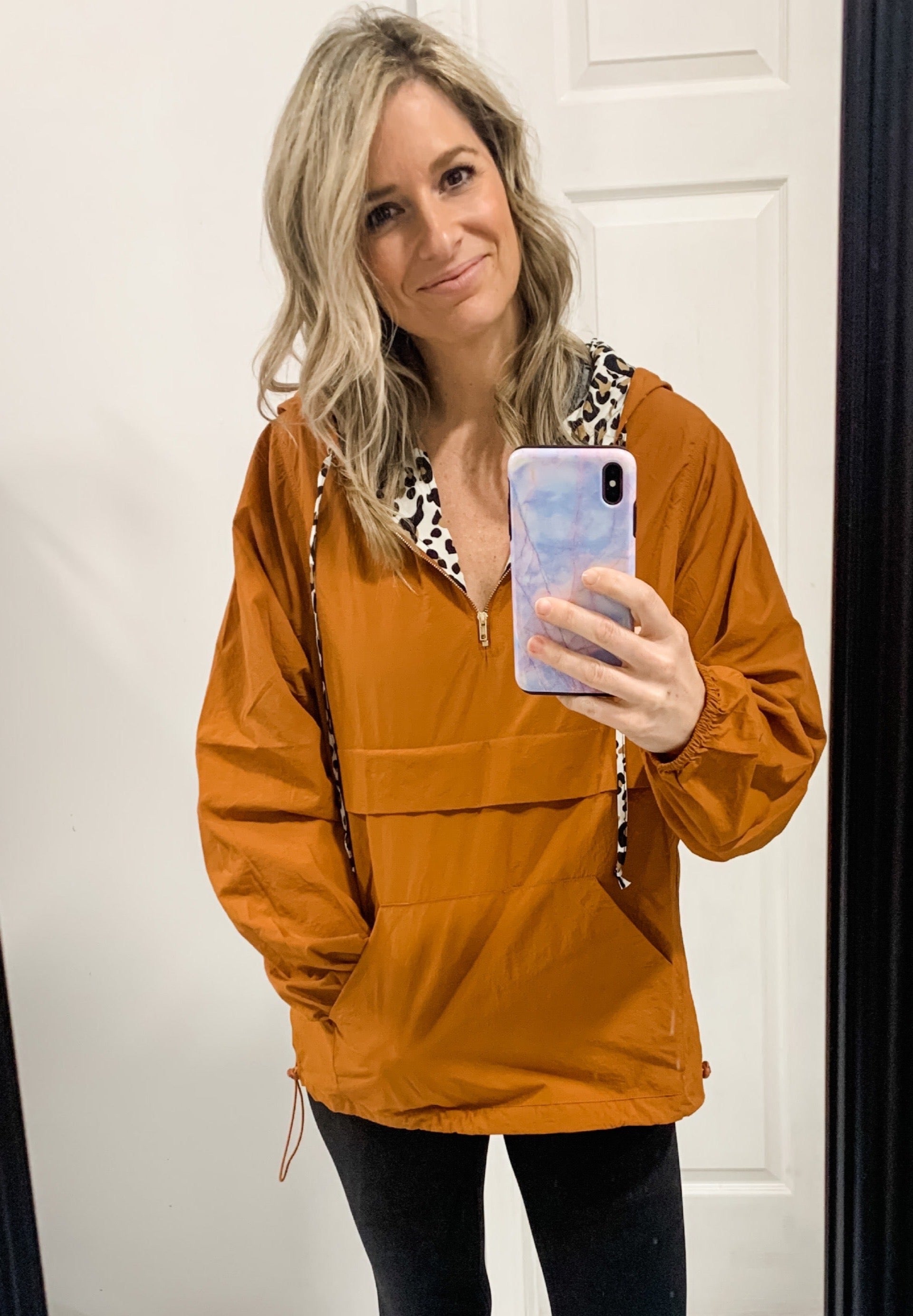 Pop of Leopard Windbreaker in Rust – Max & Addy