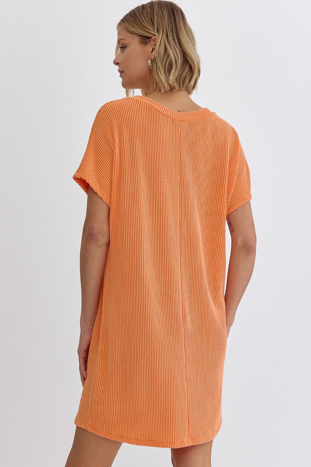 Kick Back Ribbed Dress in Orange