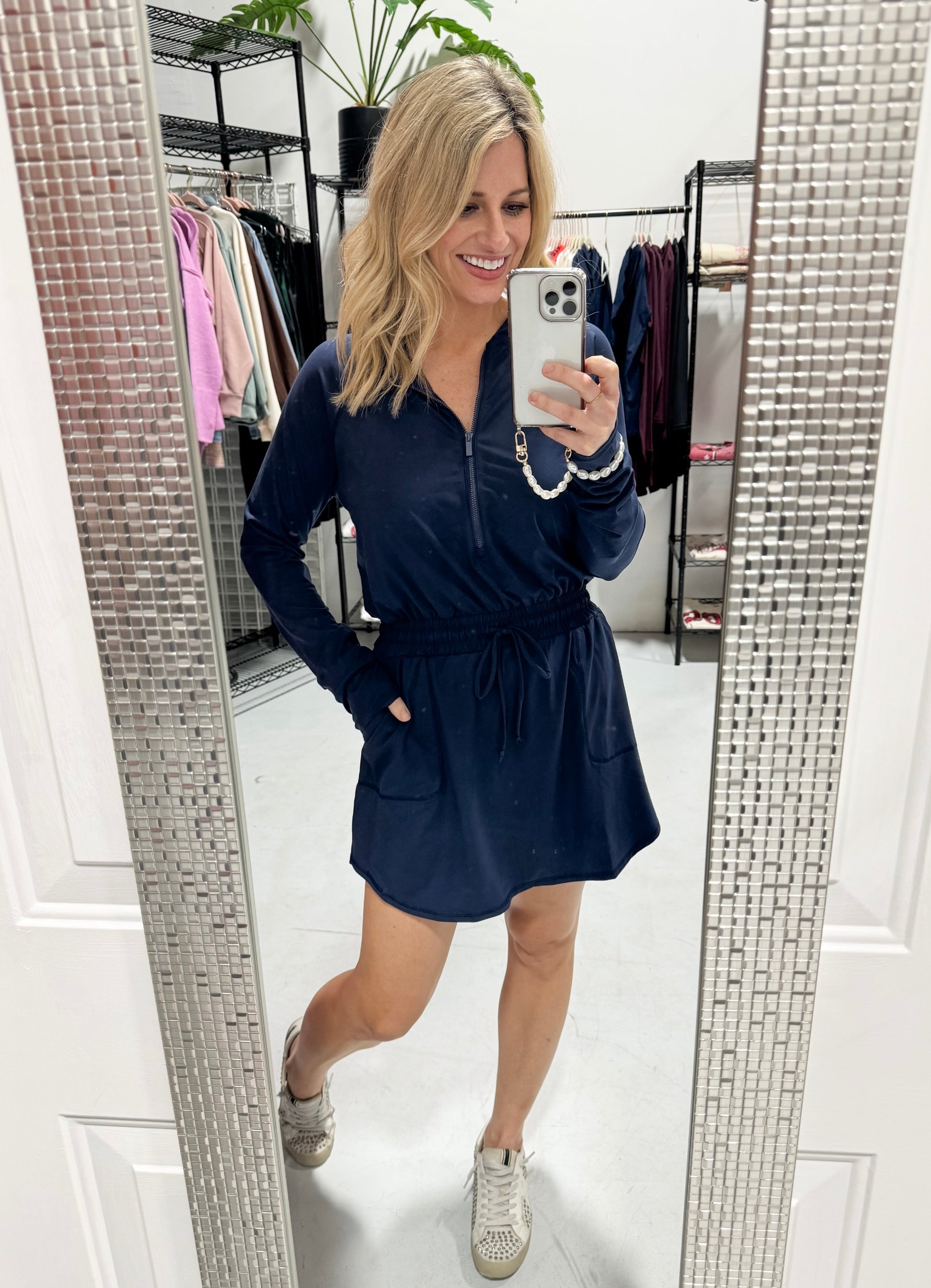 On The Go Romper Dress in Navy On The Go Romper Dress in Navy