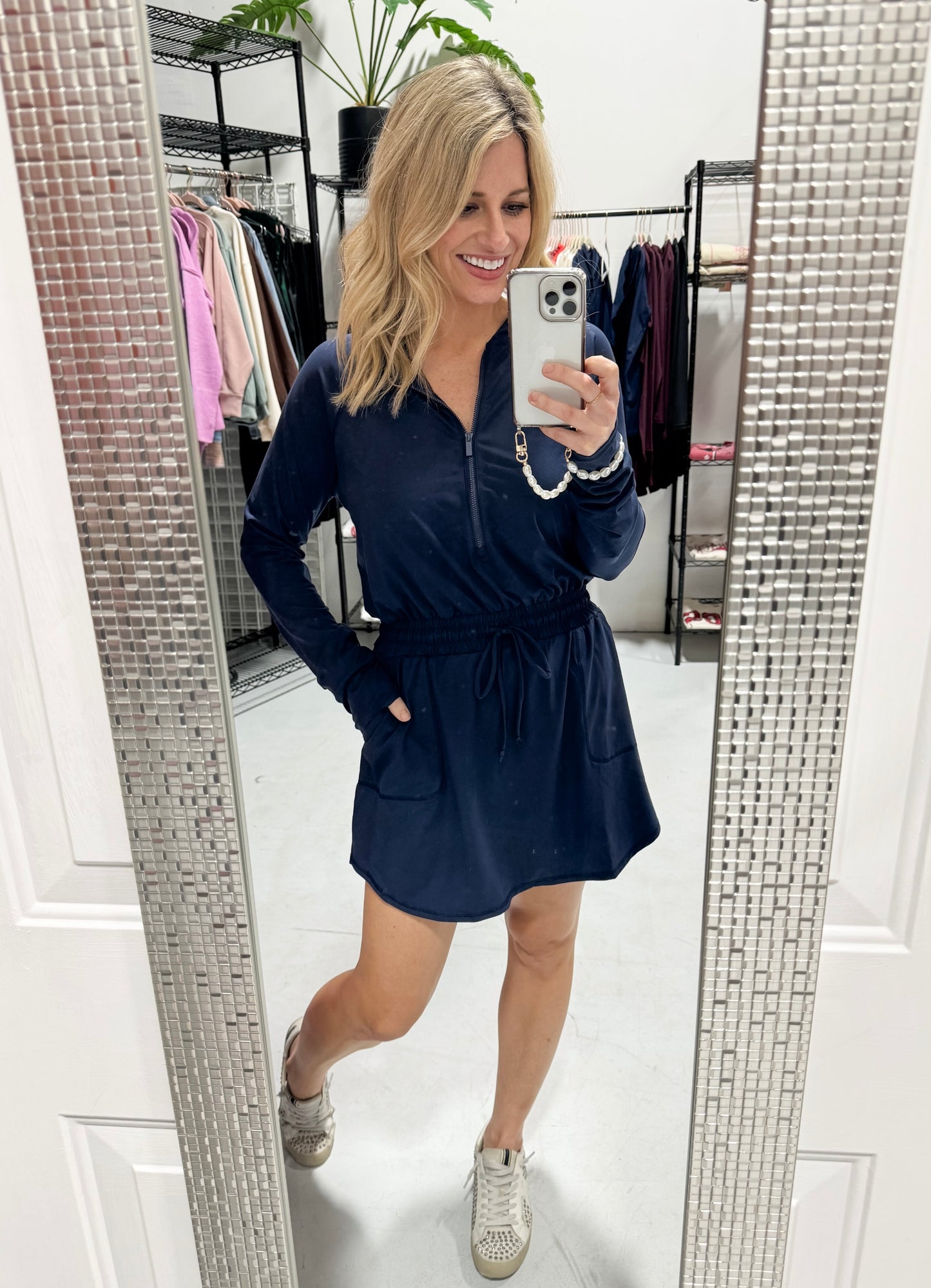 On The Go Romper Dress in Navy