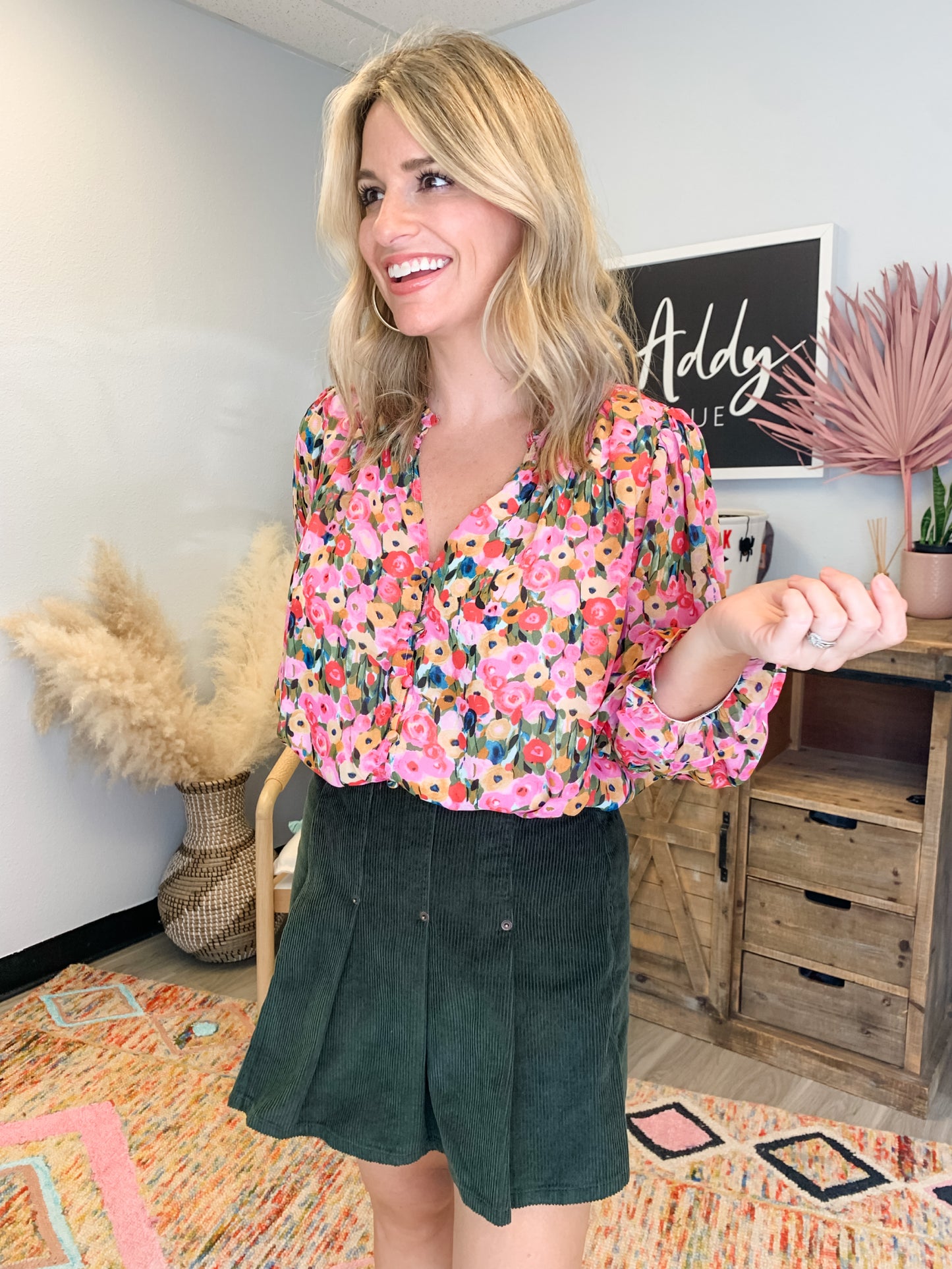 Fall Blooms Top in Berry