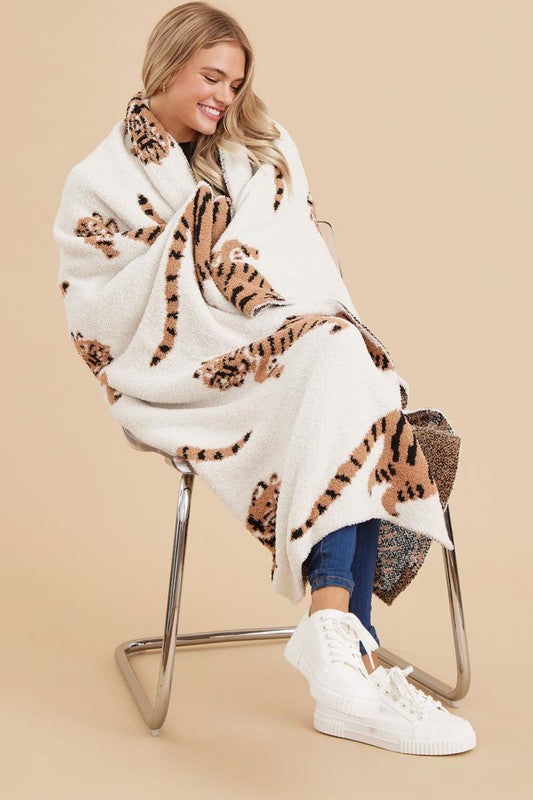 Irresistibly Soft Tiger Blanket in Ivory