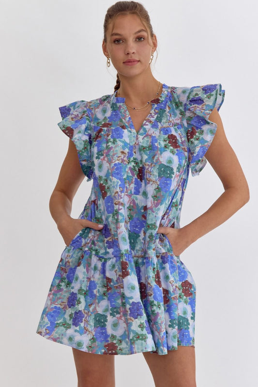 Simply Stunning Floral Dress in Blue